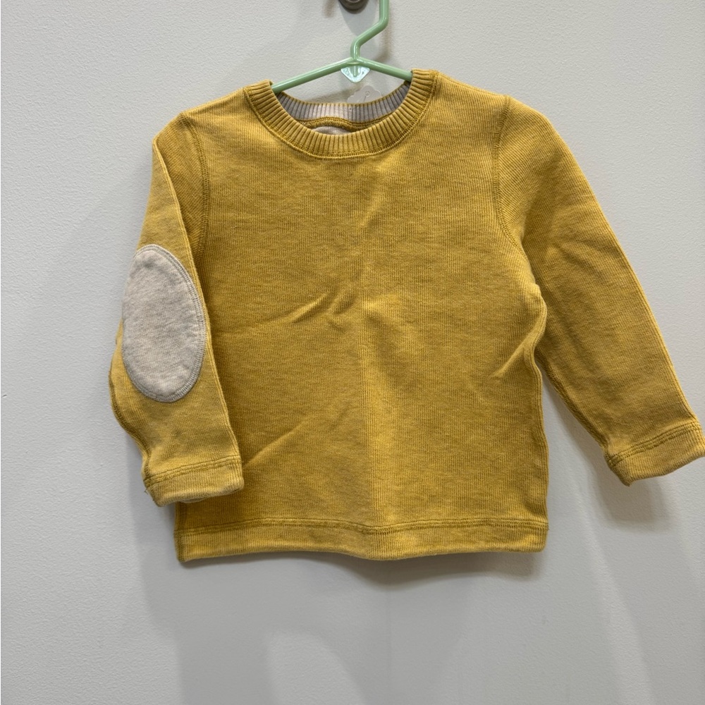 Cozy Mustard Kids Sweater with Elbow Patch